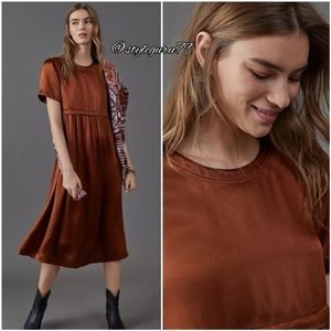 NWT, Anthropologie, Jimena Midi Dress In Brown Copper
